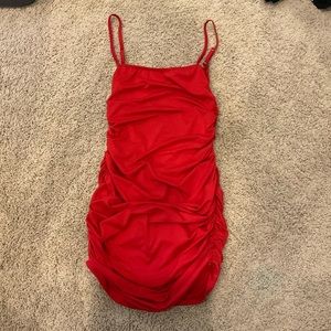 Cinched red mini dress